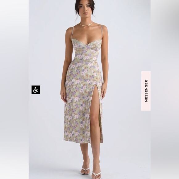 House of CB Charlotte Peony Print Midi Sundress Size M Medium New - Picture 9 of 12